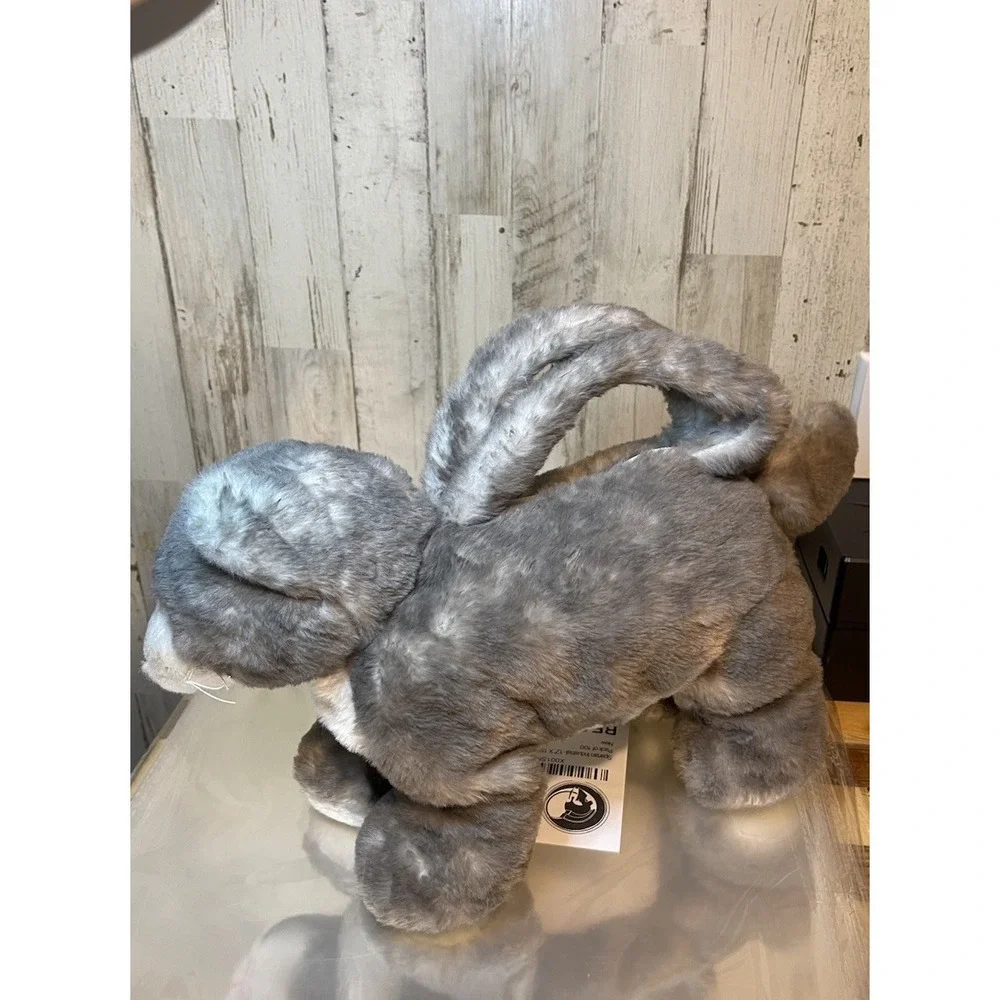 Plushies Gray And White Stuffed Cat Purse With Zipper Opening On Back Purrrrfect